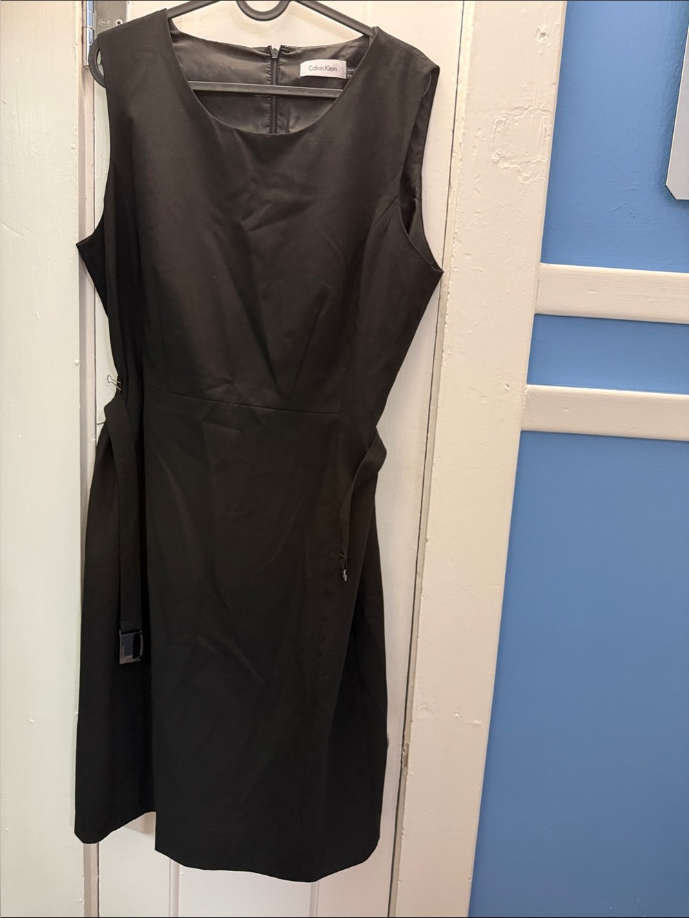 Calvin Klein Black Sleeveless Sheath Dress with Side Zip Detail